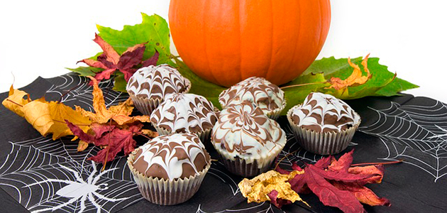cupcakes y dulces Halloween tela araña